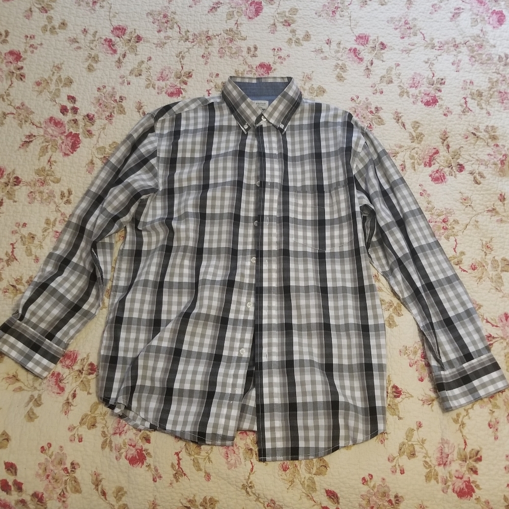 Men's Haggar Plaid Long Sleeve Button Down